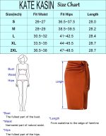 Kate Kasin Women's Satin Silk Bodycon Split Skirt High Waist Bow Tie Knee Length Pencil Midi Skirts Wear to Work - Image 6